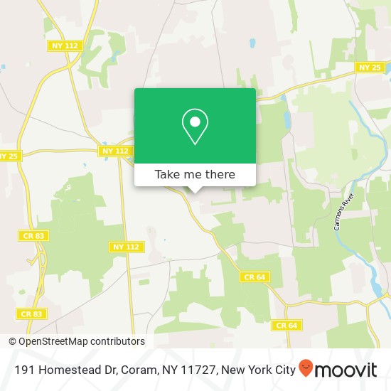 191 Homestead Dr, Coram, NY 11727 map