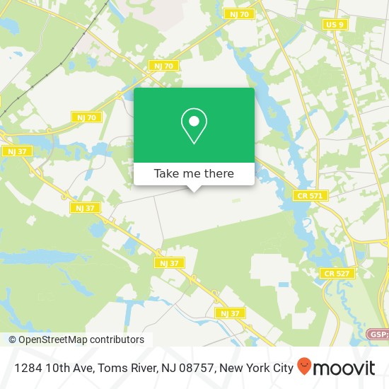 Mapa de 1284 10th Ave, Toms River, NJ 08757