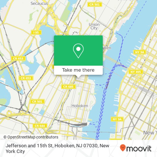 Mapa de Jefferson and 15th St, Hoboken, NJ 07030