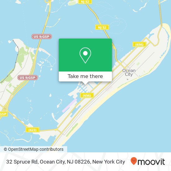 Mapa de 32 Spruce Rd, Ocean City, NJ 08226