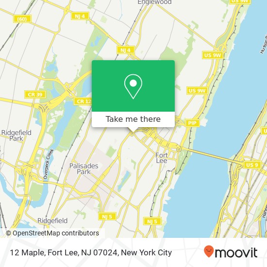 Mapa de 12 Maple, Fort Lee, NJ 07024