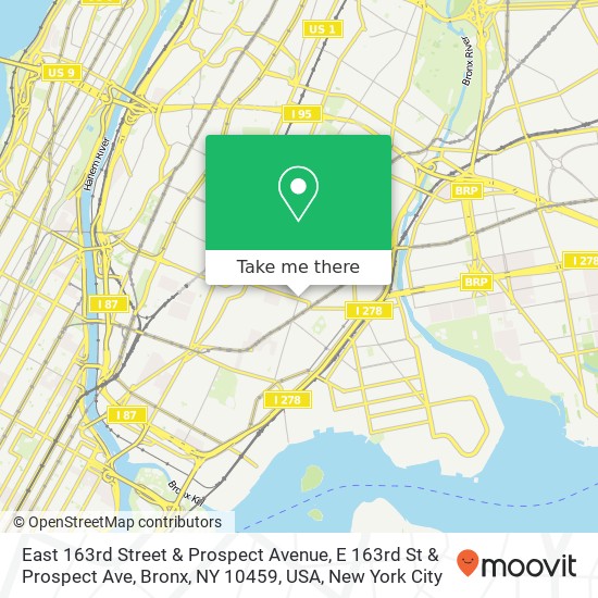 Mapa de East 163rd Street & Prospect Avenue, E 163rd St & Prospect Ave, Bronx, NY 10459, USA