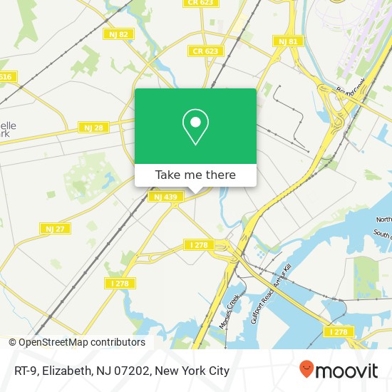 Mapa de RT-9, Elizabeth, NJ 07202