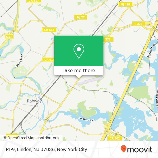 Mapa de RT-9, Linden, NJ 07036