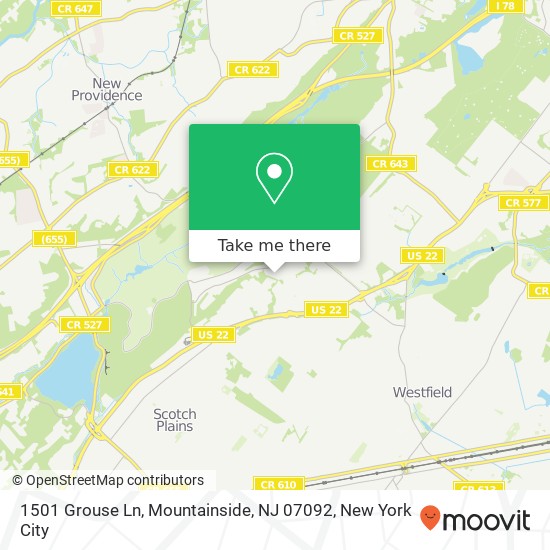 Mapa de 1501 Grouse Ln, Mountainside, NJ 07092