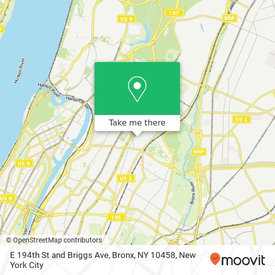 Mapa de E 194th St and Briggs Ave, Bronx, NY 10458