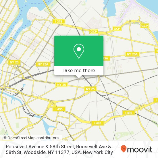 Mapa de Roosevelt Avenue & 58th Street, Roosevelt Ave & 58th St, Woodside, NY 11377, USA