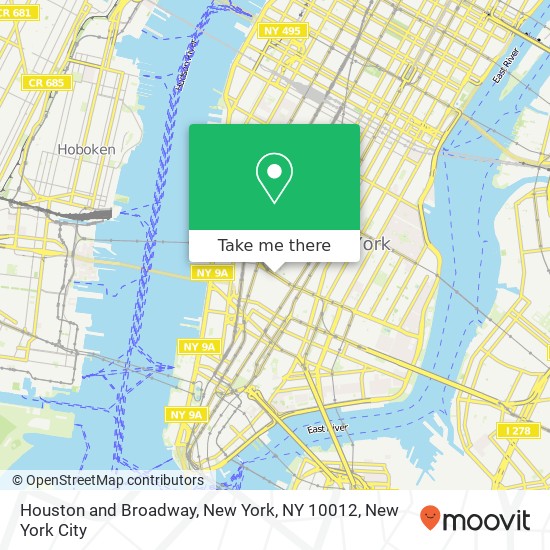 Houston and Broadway, New York, NY 10012 map