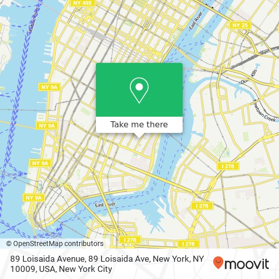89 Loisaida Avenue, 89 Loisaida Ave, New York, NY 10009, USA map