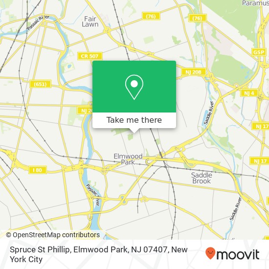 Mapa de Spruce St Phillip, Elmwood Park, NJ 07407
