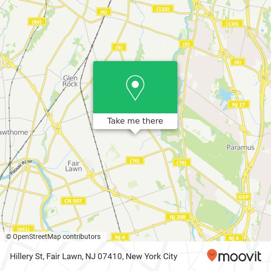 Mapa de Hillery St, Fair Lawn, NJ 07410