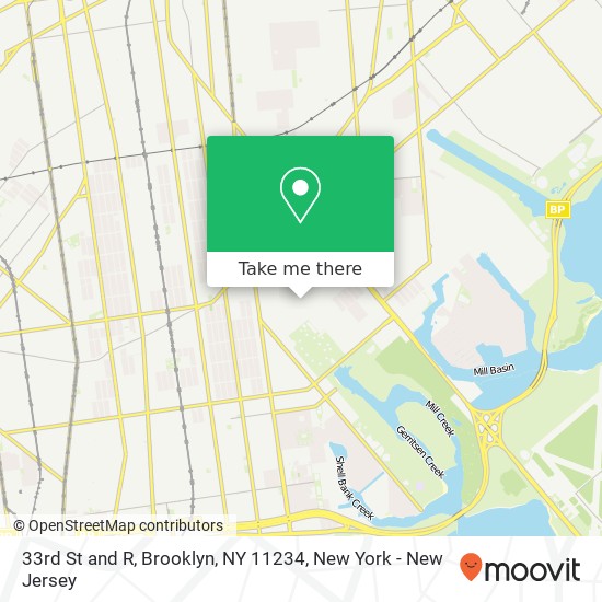 Mapa de 33rd St and R, Brooklyn, NY 11234