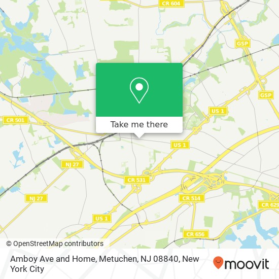 Mapa de Amboy Ave and Home, Metuchen, NJ 08840