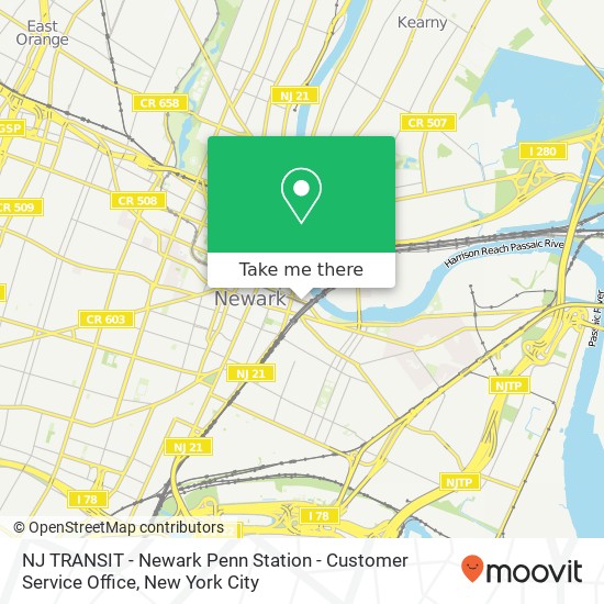 NJ TRANSIT - Newark Penn Station - Customer Service Office map