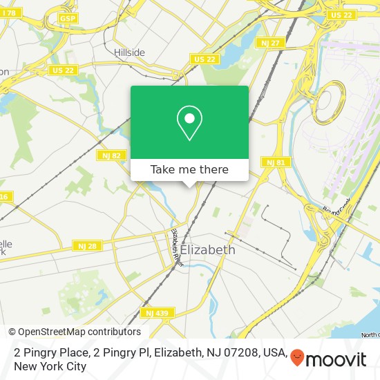 Mapa de 2 Pingry Place, 2 Pingry Pl, Elizabeth, NJ 07208, USA