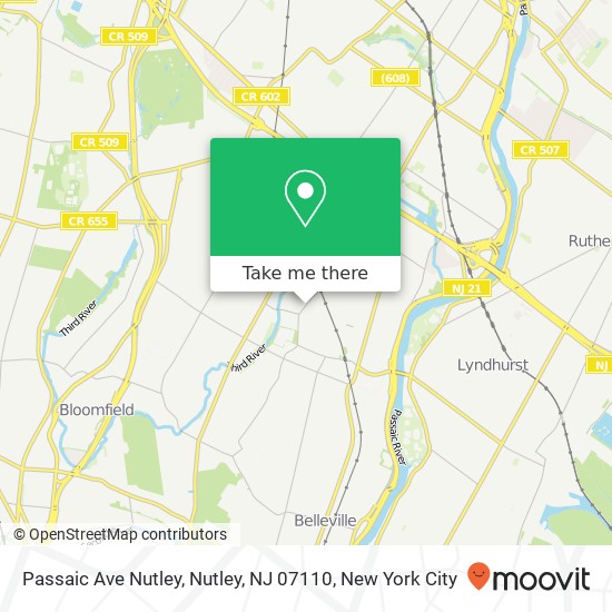 Mapa de Passaic Ave Nutley, Nutley, NJ 07110