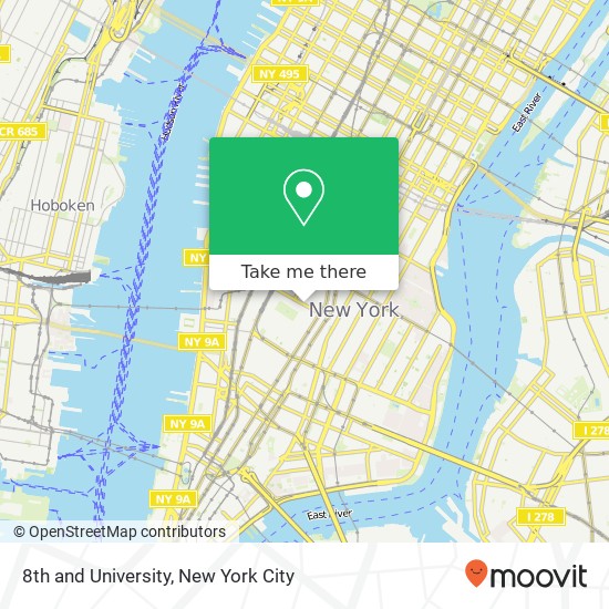 Mapa de 8th and University, New York, NY 10003