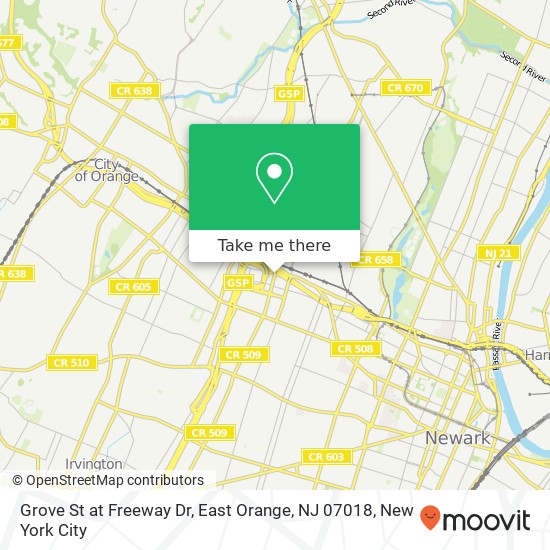 Grove St at Freeway Dr, East Orange, NJ 07018 map