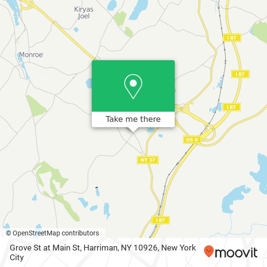 Mapa de Grove St at Main St, Harriman, NY 10926