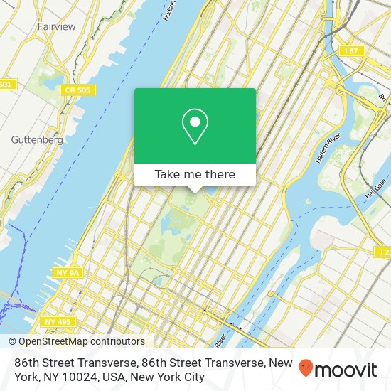 Mapa de 86th Street Transverse, 86th Street Transverse, New York, NY 10024, USA