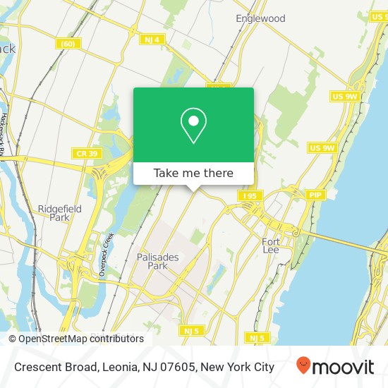 Mapa de Crescent Broad, Leonia, NJ 07605