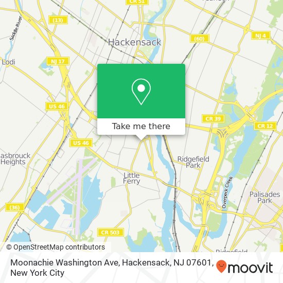 Moonachie Washington Ave, Hackensack, NJ 07601 map