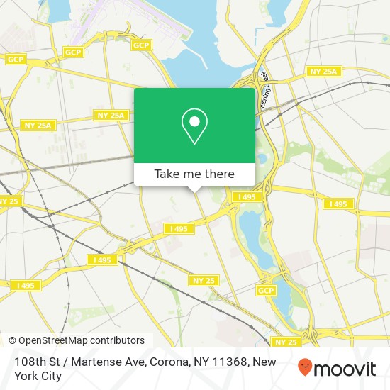 Mapa de 108th St / Martense Ave, Corona, NY 11368