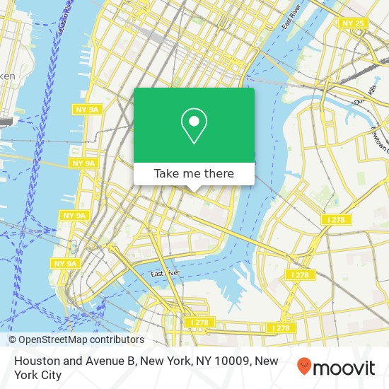 Houston and Avenue B, New York, NY 10009 map