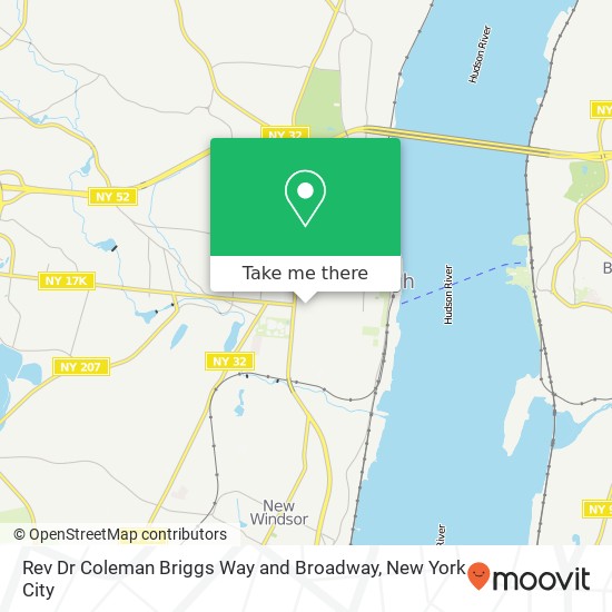 Mapa de Rev Dr Coleman Briggs Way and Broadway, Newburgh, NY 12550