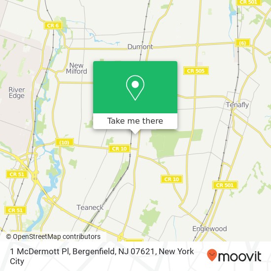 Mapa de 1 McDermott Pl, Bergenfield, NJ 07621