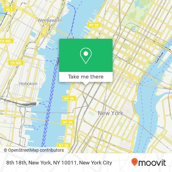 Mapa de 8th 18th, New York, NY 10011