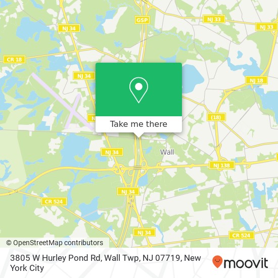 Mapa de 3805 W Hurley Pond Rd, Wall Twp, NJ 07719