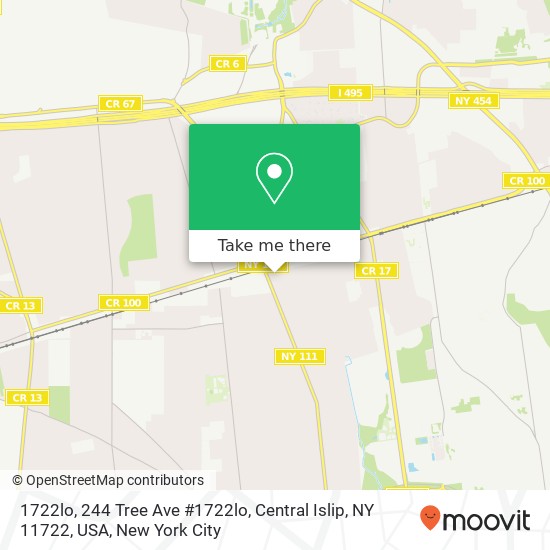 Mapa de 1722lo, 244 Tree Ave #1722lo, Central Islip, NY 11722, USA