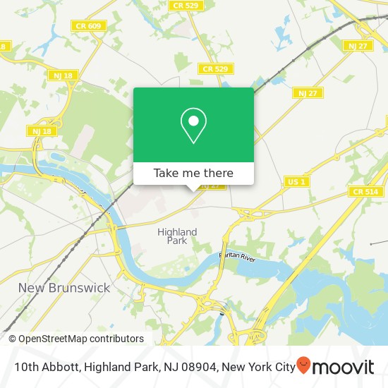Mapa de 10th Abbott, Highland Park, NJ 08904
