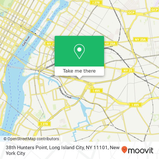 Mapa de 38th Hunters Point, Long Island City, NY 11101