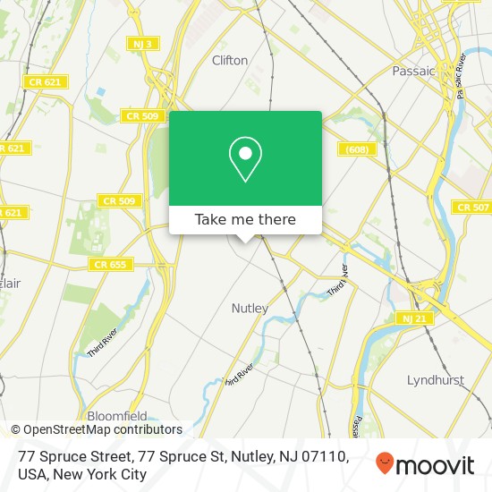 77 Spruce Street, 77 Spruce St, Nutley, NJ 07110, USA map