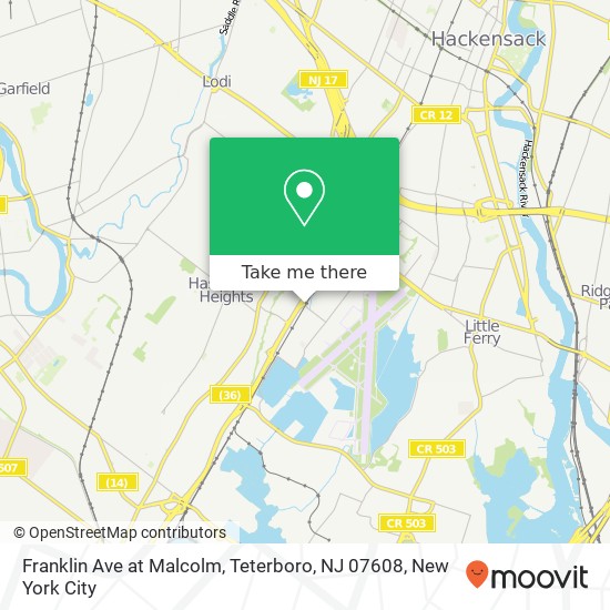 Franklin Ave at Malcolm, Teterboro, NJ 07608 map