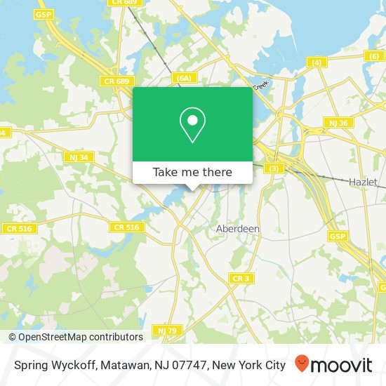 Mapa de Spring Wyckoff, Matawan, NJ 07747