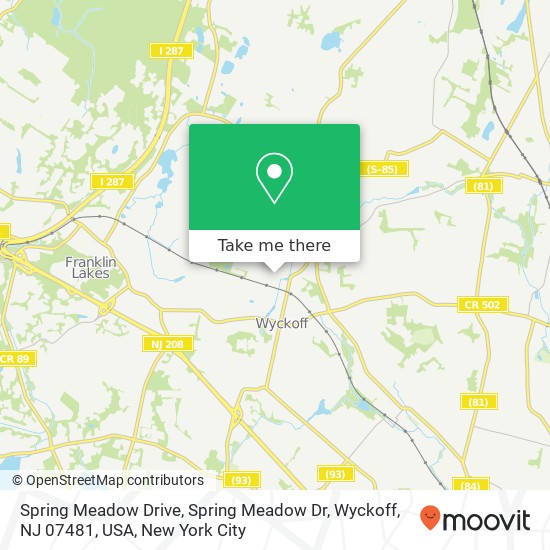 Mapa de Spring Meadow Drive, Spring Meadow Dr, Wyckoff, NJ 07481, USA