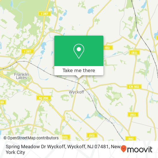 Mapa de Spring Meadow Dr Wyckoff, Wyckoff, NJ 07481