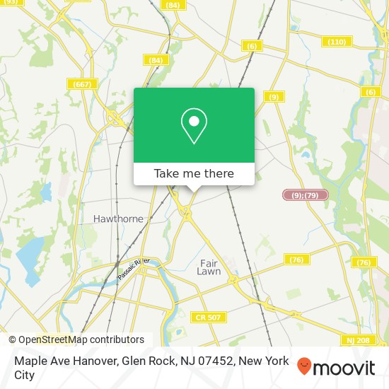 Mapa de Maple Ave Hanover, Glen Rock, NJ 07452