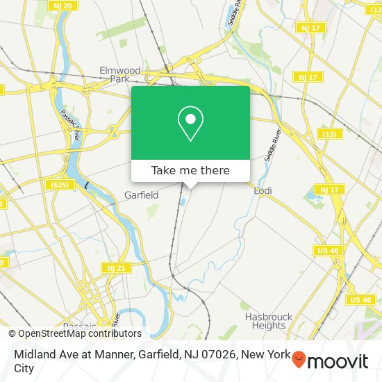 Midland Ave at Manner, Garfield, NJ 07026 map
