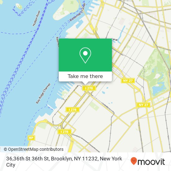 Mapa de 36,36th St 36th St, Brooklyn, NY 11232