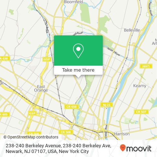 Mapa de 238-240 Berkeley Avenue, 238-240 Berkeley Ave, Newark, NJ 07107, USA