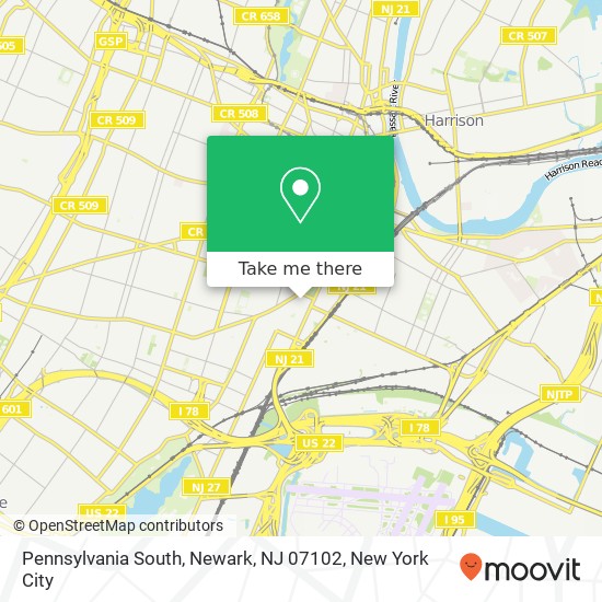 Pennsylvania South, Newark, NJ 07102 map