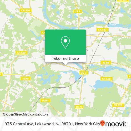 Mapa de 975 Central Ave, Lakewood, NJ 08701