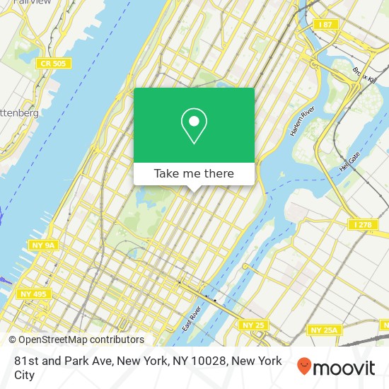 81st and Park Ave, New York, NY 10028 map