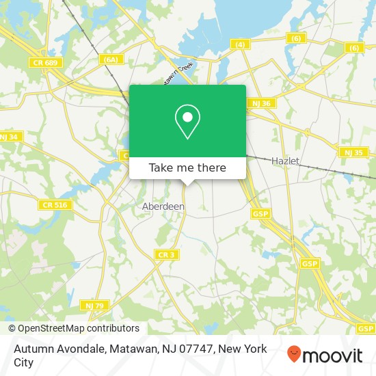 Mapa de Autumn Avondale, Matawan, NJ 07747