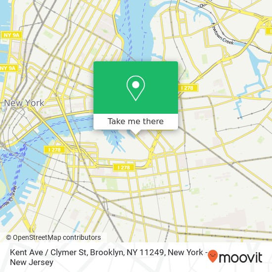 Mapa de Kent Ave / Clymer St, Brooklyn, NY 11249