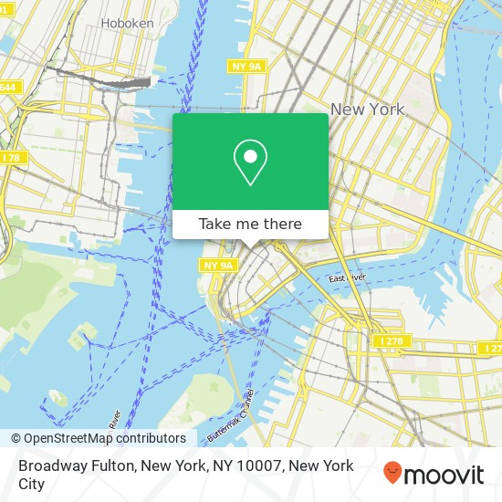 Mapa de Broadway Fulton, New York, NY 10007